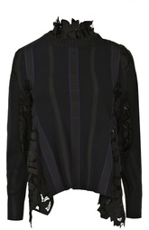 Топ с удлиненным рукавом и кружевными вставками Sacai