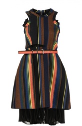 Приталенное мини-платье с полупрозрачной вставкой Sacai