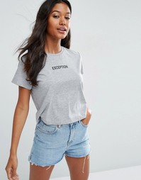 Укороченная футболка с принтом Exception ASOS - Серый