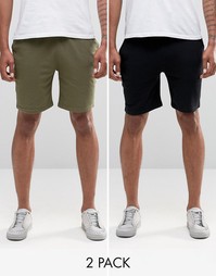 2 трикотажных шортов (хаки/черные) ASOS - СКИДКА 15%