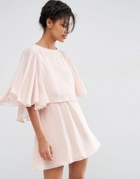 Короткое приталенное платье мини с кейпом ASOS - Телесный