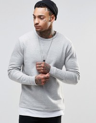 Свитшот с вафельной вставкой по низу и манжетами на молнии ASOS