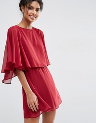 Короткое приталенное платье мини с кейпом ASOS - Темно-бордовый