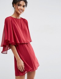 Короткое приталенное платье мини с кейпом ASOS - Темно-бордовый