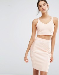 Бандажный укороченный топ Missguided Co-Ord - Peach