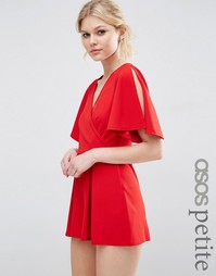 Ромпер с запахом спереди ASOS PETITE - Темно-красный