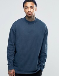 Удлиненный oversize‑свитшот с кокеткой сзади ASOS - Темно-синий