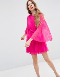 Плиссированное платье мини ASOS - Розовый