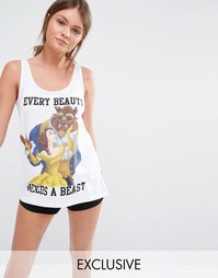 Пижамный комплект с шортами Missimo Every Beauty Needs a Beast - Белый