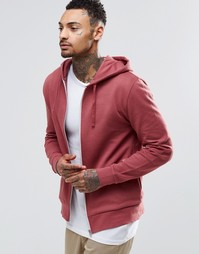 Красное худи на молнии ASOS - Выбеленный красный