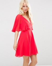 Платье мини с запахом спереди и рукавами-кимоно ASOS - Красный