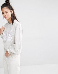 Oversize-свитшот с логотипом в стиле 90‑х Ellesse - Серо-желтый меланж