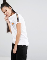 Зауженная футболка в стиле ретро с отделкой лентой Ellesse - Белый