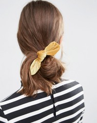 Резинка для волос ограниченной серии с бархатным бантиком - Желтый Asos