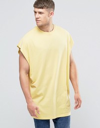 Желтая oversize‑футболка без рукавов с необработанными краями ASOS