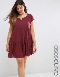 Ярусное пляжное платье с присборенной юбкой ASOS CURVE - Фиолетовый