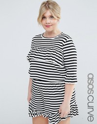 Топ в полоску с оборкой ASOS CURVE - Полоски