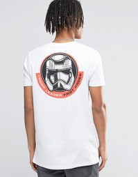 Длинная футболка с принтом Star Wars спереди и на спине ASOS - Белый