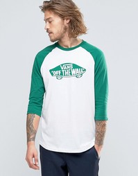 Зеленая футболка с рукавами реглан 3/4 и логотипом Vans V2O7WVG
