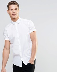 Белая рубашка в строгом стиле с короткими рукавами ASOS - Белый