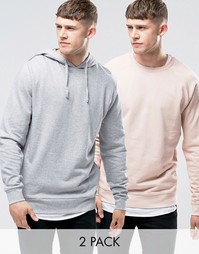 Набор из худи и свитшота (серый меланж/розовый) ASOS - СКИДКА 15%