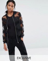 Сетчатая куртка-пилот с вышивкой эксклюзивно для Missguided - Черный