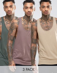 Комплект из 3 маек-борцовок ASOS. СКИДКА 22%