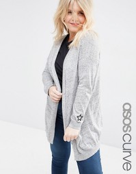 Свободный кардиган с нашивками ASOS CURVE - Серый