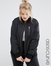 Куртка-пилот c молниями ASOS CURVE - Черный