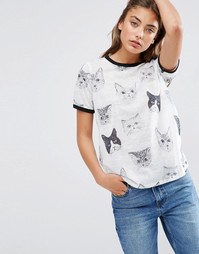 Футболка с котом ASOS - Белый