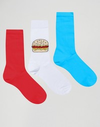 3 пары носков с гамбургерами ASOS - Мульти
