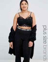 Укороченный топ с бретельками и кружевными вставками Boohoo Plus