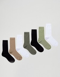 Набор из 7 пар носков цвета хаки ASOS - Мульти