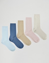 Набор из 5 пар носков пастельных оттенков ASOS - Мульти