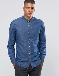 Джинсовая рубашка с деревянными пуговицами Esprit - Темно-выбеленный