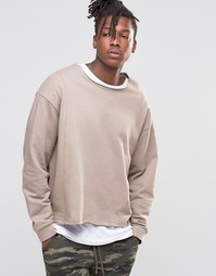 Бежевый oversize‑свитшот с необработанными краями ASOS