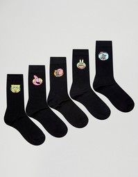 5 пар носков ASOS Spongebob - Черный