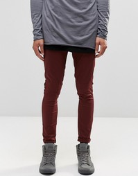 Бордовые супероблегающие чиносы ASOS - Burgundy