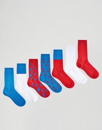 7 пар носков с принтом молний ASOS