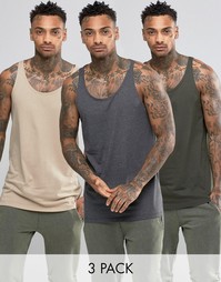Комплект из 3 удлиненных маек ASOS СКИДКА 21%