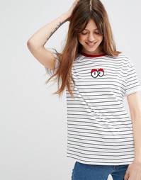 Футболка прямого кроя с нашивкой в виде игрушечных глаз ASOS
