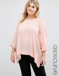 Oversize-футболка с V-образным вырезом на спине ASOS CURVE - Blush