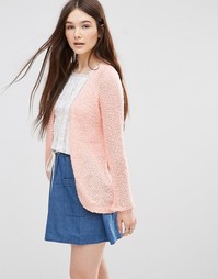 Only Popcorn Textured Cardigan In Peach - Peach melba