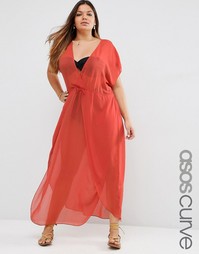 Кафтан макси с запахом спереди ASOS CURVE - Красно-бурый