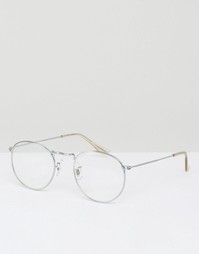 Круглые солнцезащитные очки в металлической оправе ASOS - Серебряный