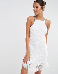 Платье с кружевной отделкой и кисточками Missguided - Белый