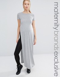 Трикотажное платье макси с короткими рукавами Club L Lounge Maternity