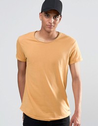 Удлиненная футболка с необработанными краями Esprit - Бежевый 270