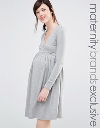 Короткое приталенное платье для беременных Club L Lounge Maternity