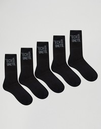 5 пары черных спортивных носков Ecko - Черный